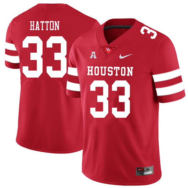 2018 Men #33 Kinte Hatton Houston Cougars College Football Jerseys Sale-Red